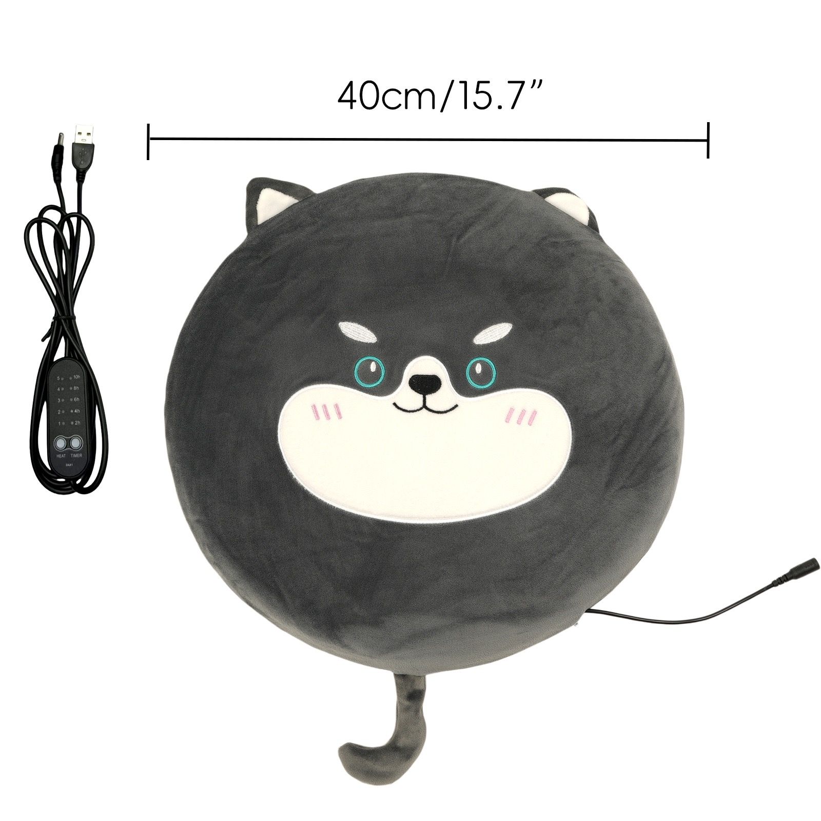 New Winter USB Heated Seat Cushion, Round Cartoon Design for Office and Home, Portable Warmth with Adjustable Temperature