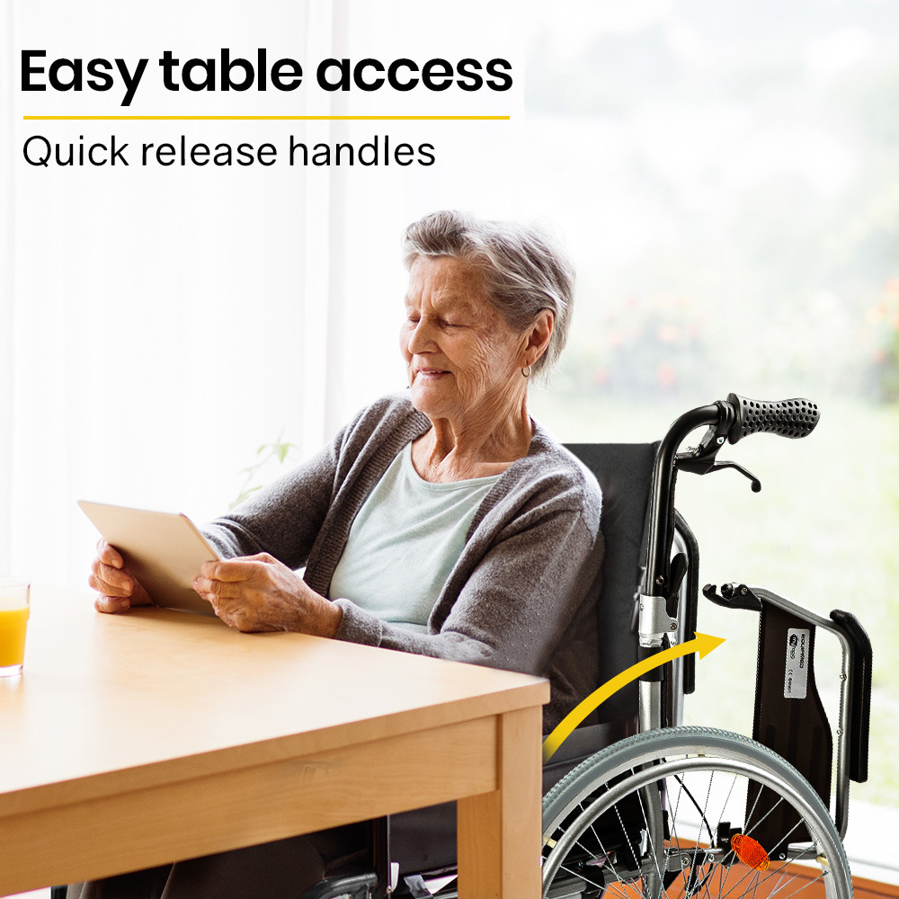 EQUIPMED 24 Inch Portable Folding Wheelchair 24" Mobility Wheel Chair Alloy, Senior Elderly Aid — image 5