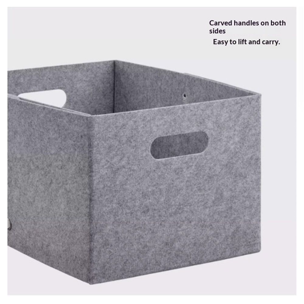 Large Felt Storage Basket with Handles, Open Bin for Shelves, Books, Toys, Laundry & Home Organization (Gray) — image 5