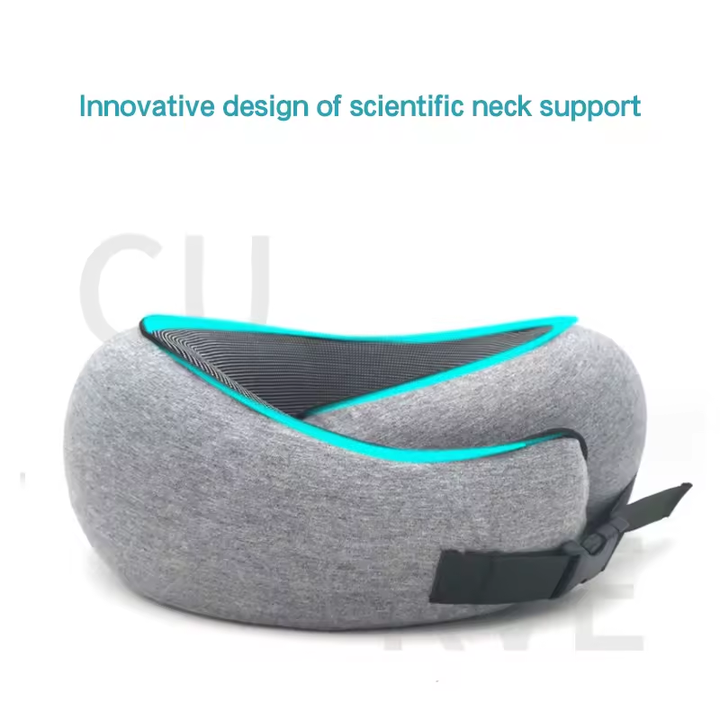 Dark Gray Buckle Tape Memory Foam U-Shaped Neck Pillow - Snail Travel Cushion for Airplane, Office Nap, and Travel - Adjustable with Magnetic Therapy Cloth โ image 5
