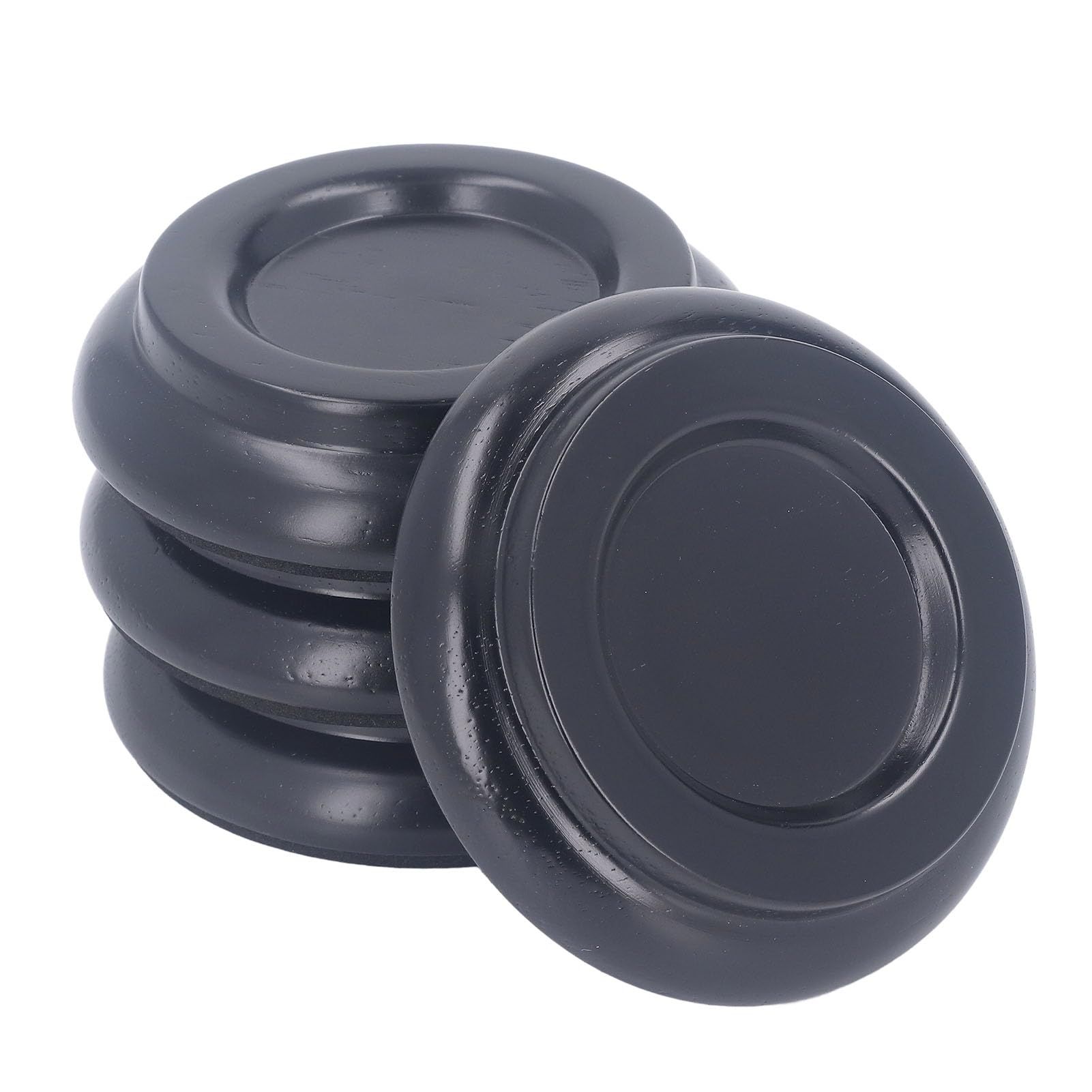 4PCS Beechwood Piano Caster Cups, Non Slip & Anti Noise Pad, Floor Protection with Wide Application for Upright Pianos (Black) — image 3