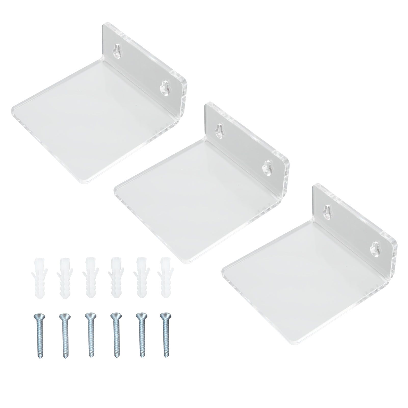 3PCS Clear Acrylic Display Rack Wall Mounted Floating Shelf for Home Toys Potted Plant Doll — image 3