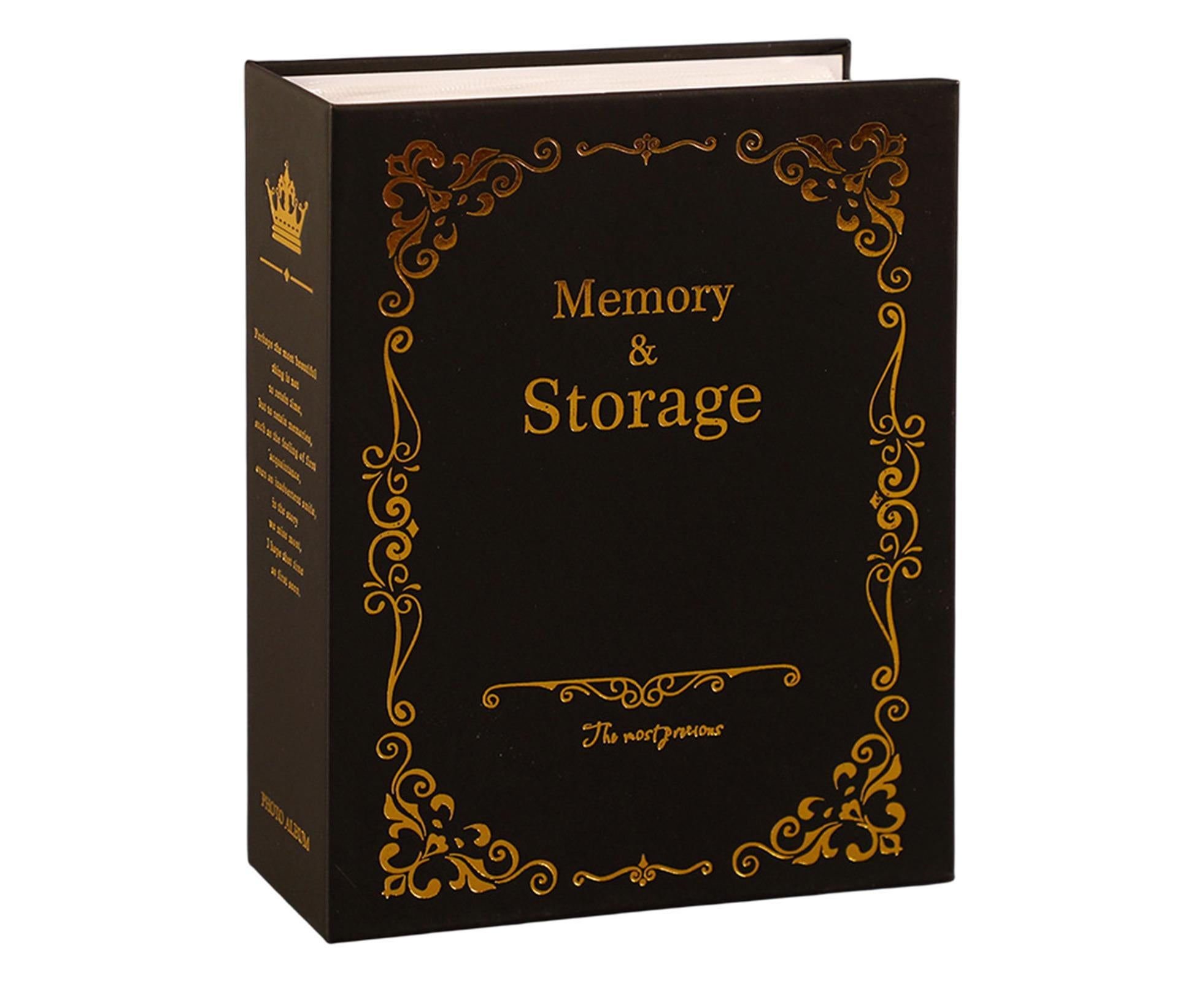 6 Inch Photo Album Bronzing Design Antiging Inserted Type Storing 100 Pockets Family Memory DIY Vintage Picture Album Book Home Supplies - Black