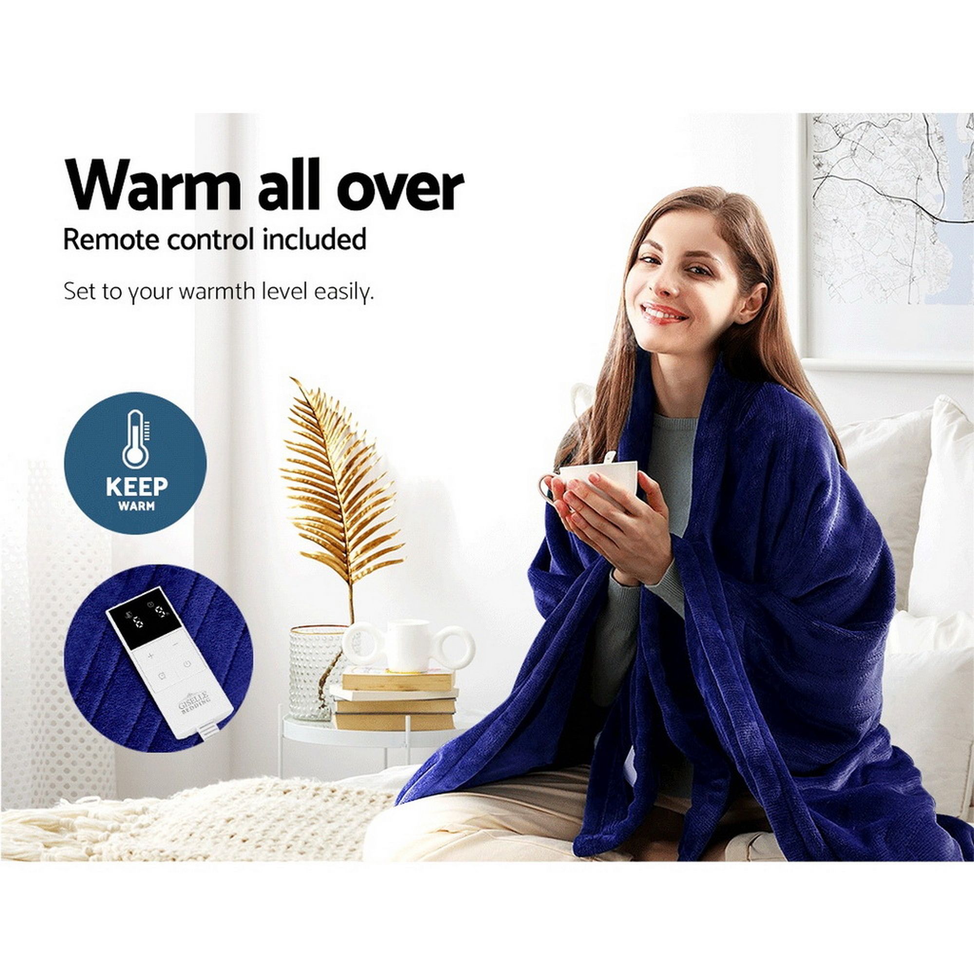Giselle Bedding Electric Throw Blanket - Navy — image 3