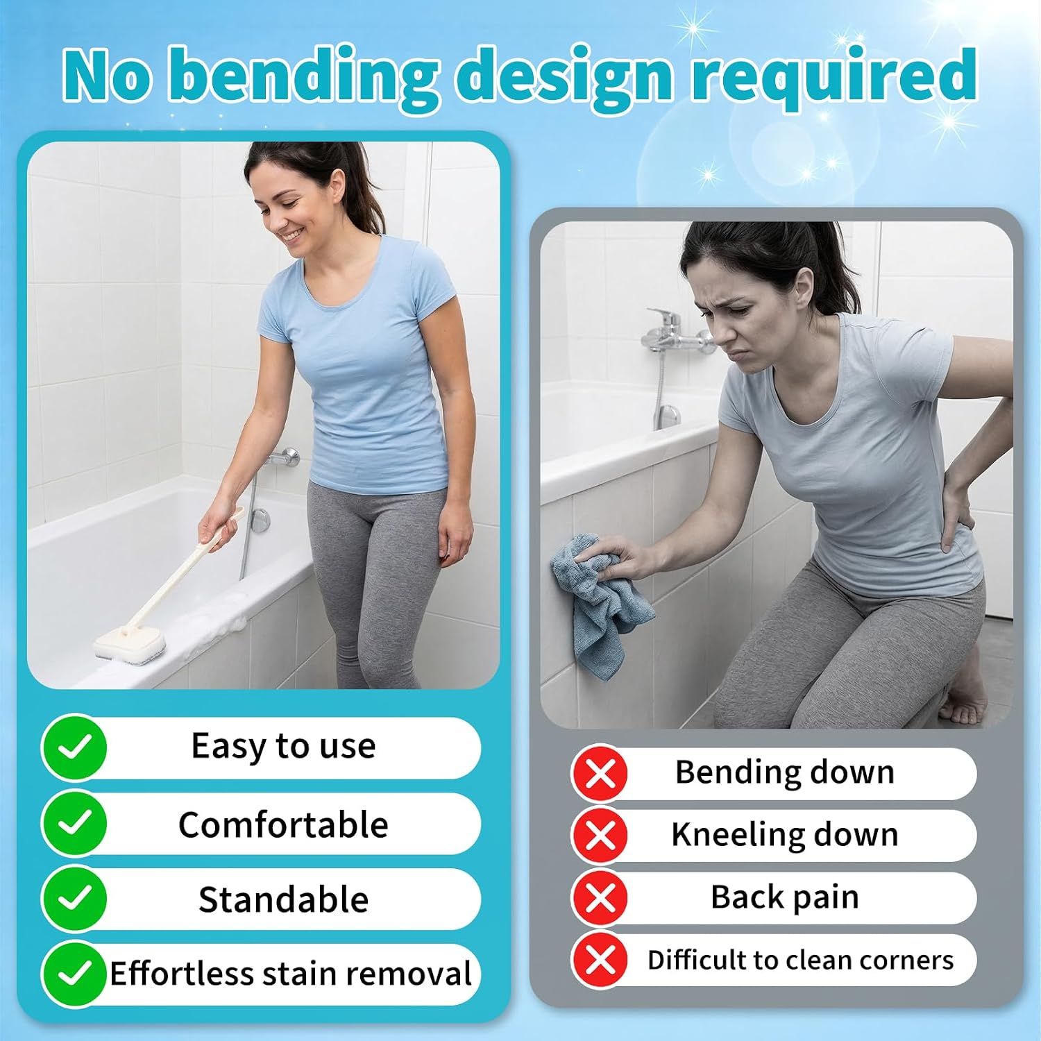 Bathroom Cleaning Brush 4 in 1 with Long Handle 180 Degree Rotating โ image 3