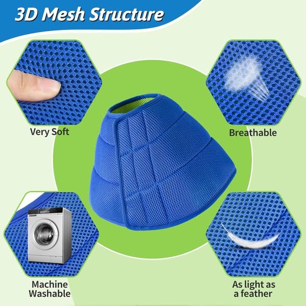 Soft Breathable Dog Cone Collar, Adjustable Pet Recovery E‑Collar for Medium Dogs & Cats, Anti‑Licking Wound Protection Elizabethan Collar, Size M — image 2