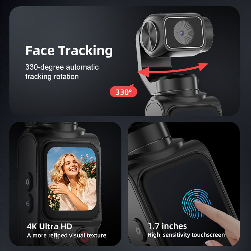 AT-M105 Pocket Gimbal Vlog Camera, 4K HD Handheld Video Camera,black,32GB — image 4