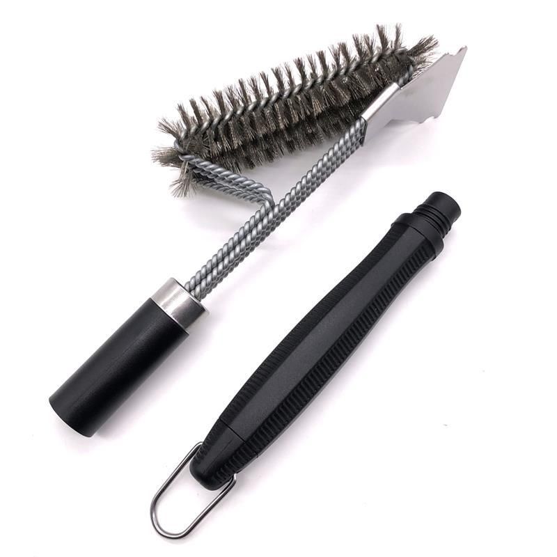 BBQ Grill Cleaning Brush with 3-Row Stainless Steel Wire Bristles, Detachable Handle and Scraper - Heavy Duty BBQ Cleaning Tool for Grill Grates, Smokers and โ image 4