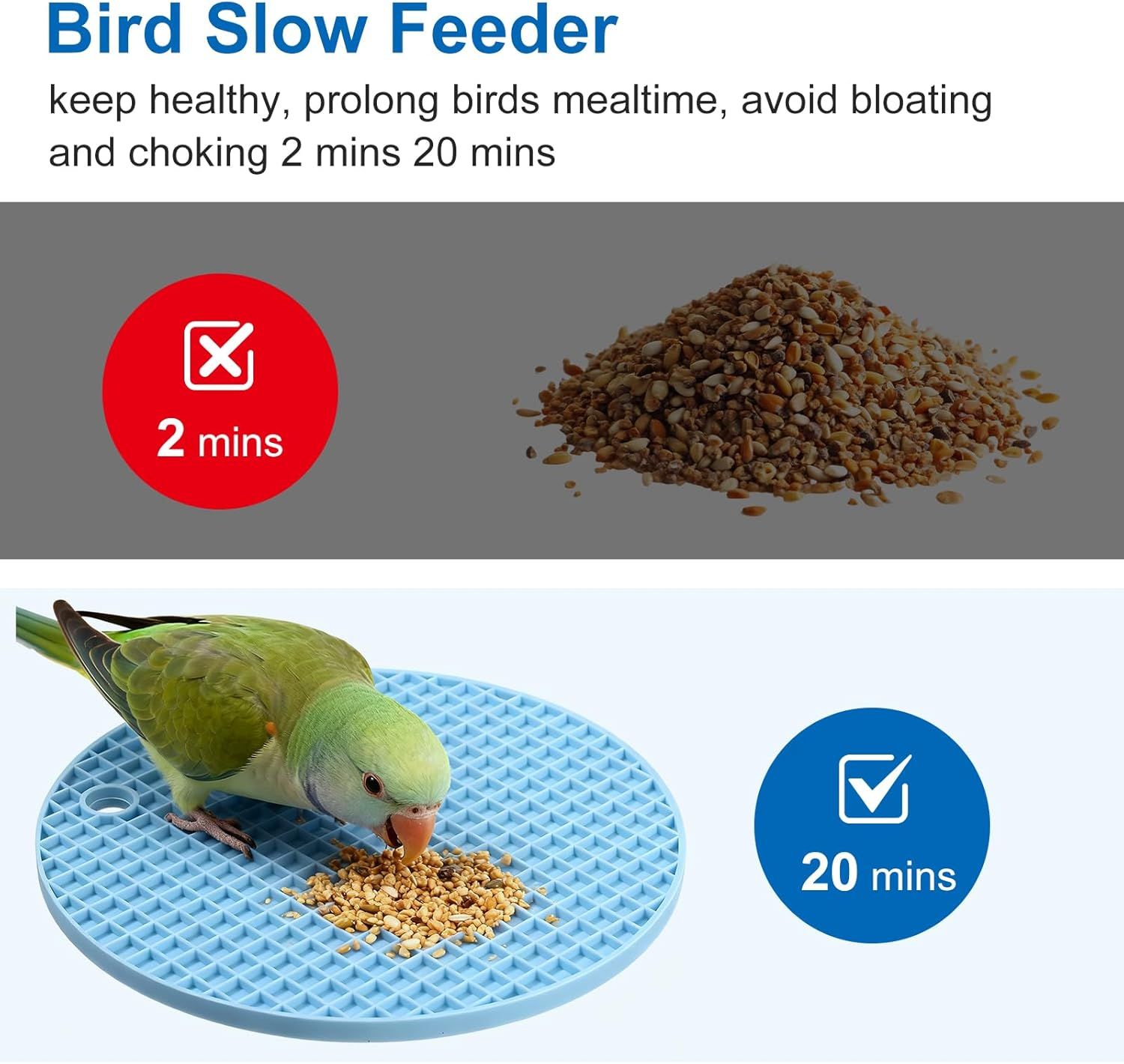 2 PCS Bird Foraging Toys, Soft Bird Slow Feeder Mats, Silicone Bird Foraging Mat, Interactive Foraging Birds Toys for Parakeet, Cockatiel, African Grey โ image 4