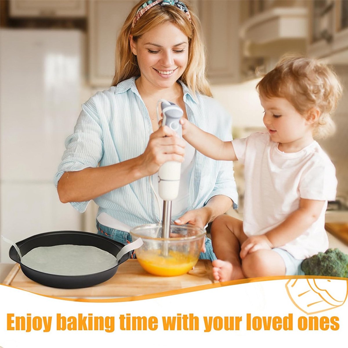 Set of 1 20 cm round baking pan - non-stick carbon steel baking pans with 50 baking paper, dishwasher safe, durable for layer cakes, birthday and Christmas — image 4