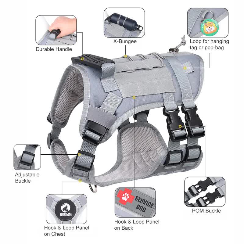 Green Tactical Dog Training Harness - Adjustable Vest for Training and Walking - L โ image 3