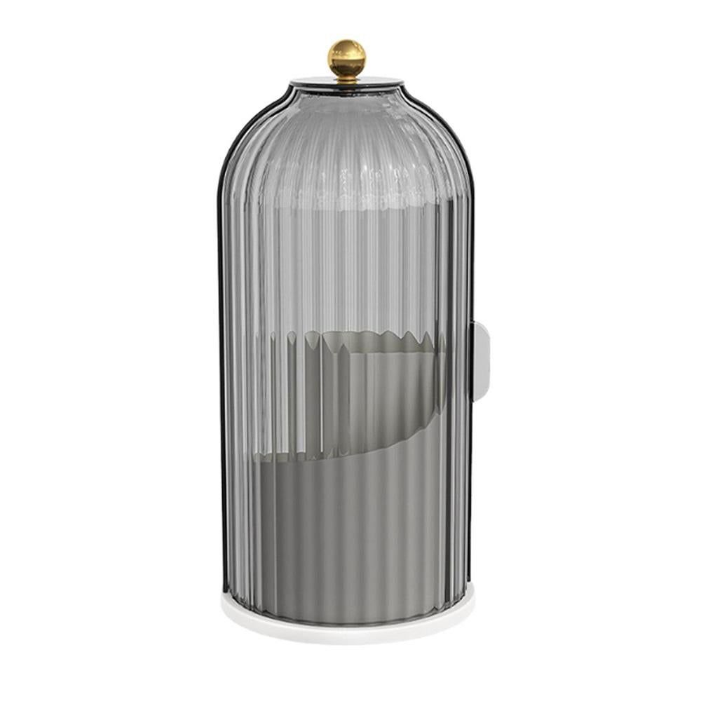 Sliding Lid Organizer 180 Degree Rotating Toothbrush Holder for Bathroom Counter - Black โ image 2