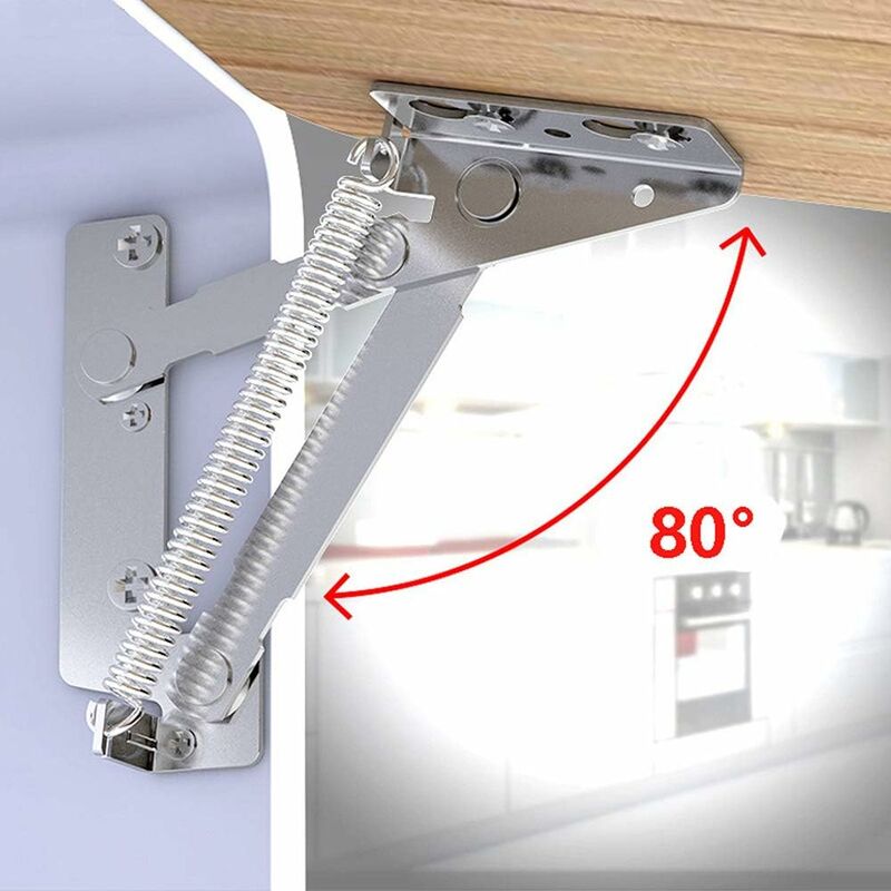 80 Degree Cabinet Hinge Full Hinge Lid Furniture Base Spring Hinge, 1 Pair — image 3