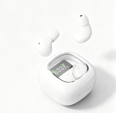 Y19 Mini Hidden Sleep Wireless Bluetooth Earbuds with LED Digital Display,white
