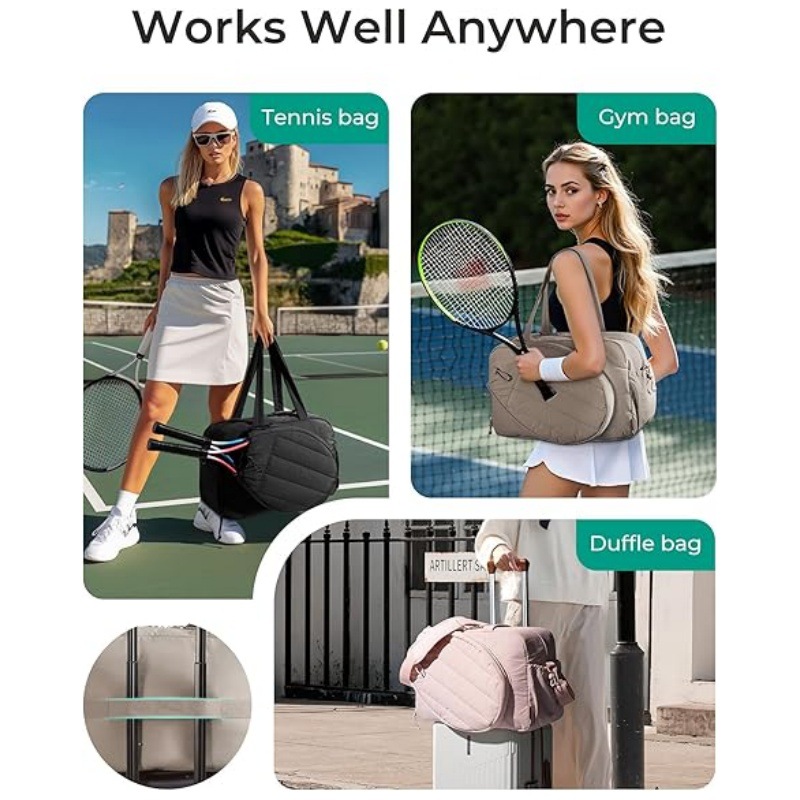 42L Pink Tennis & Pickleball Expandable Tote Bag wIth Shoe-Zone & Bottle Side Pocket - Waterproof Gym Bag for Racquets & Paddles โ image 5