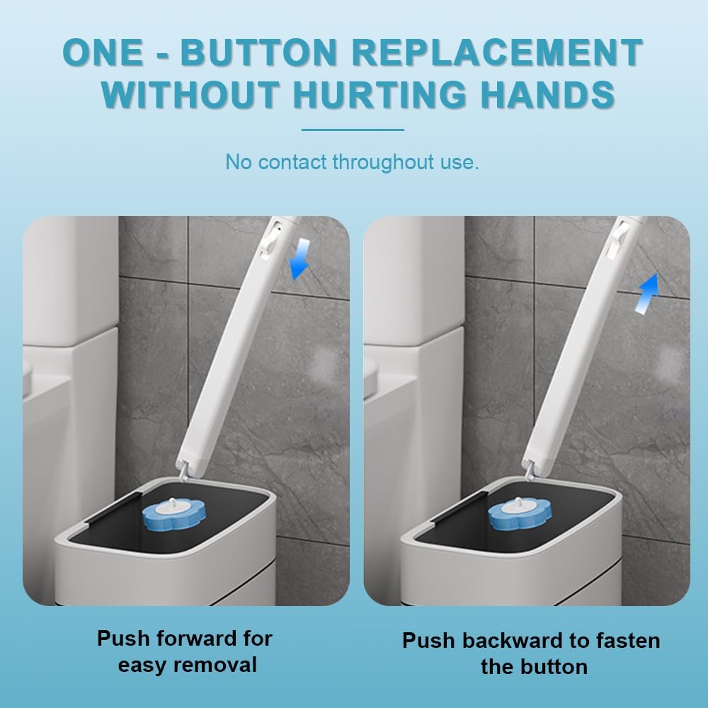 Disposable Toilet Brush with 48 Refills,Toilet Cleaning Supplies,Toilet Wand Brush Starter Kit,Wall Mounted Toilet Bowl Cleaner Brush with Holder for Bathroom — image 5