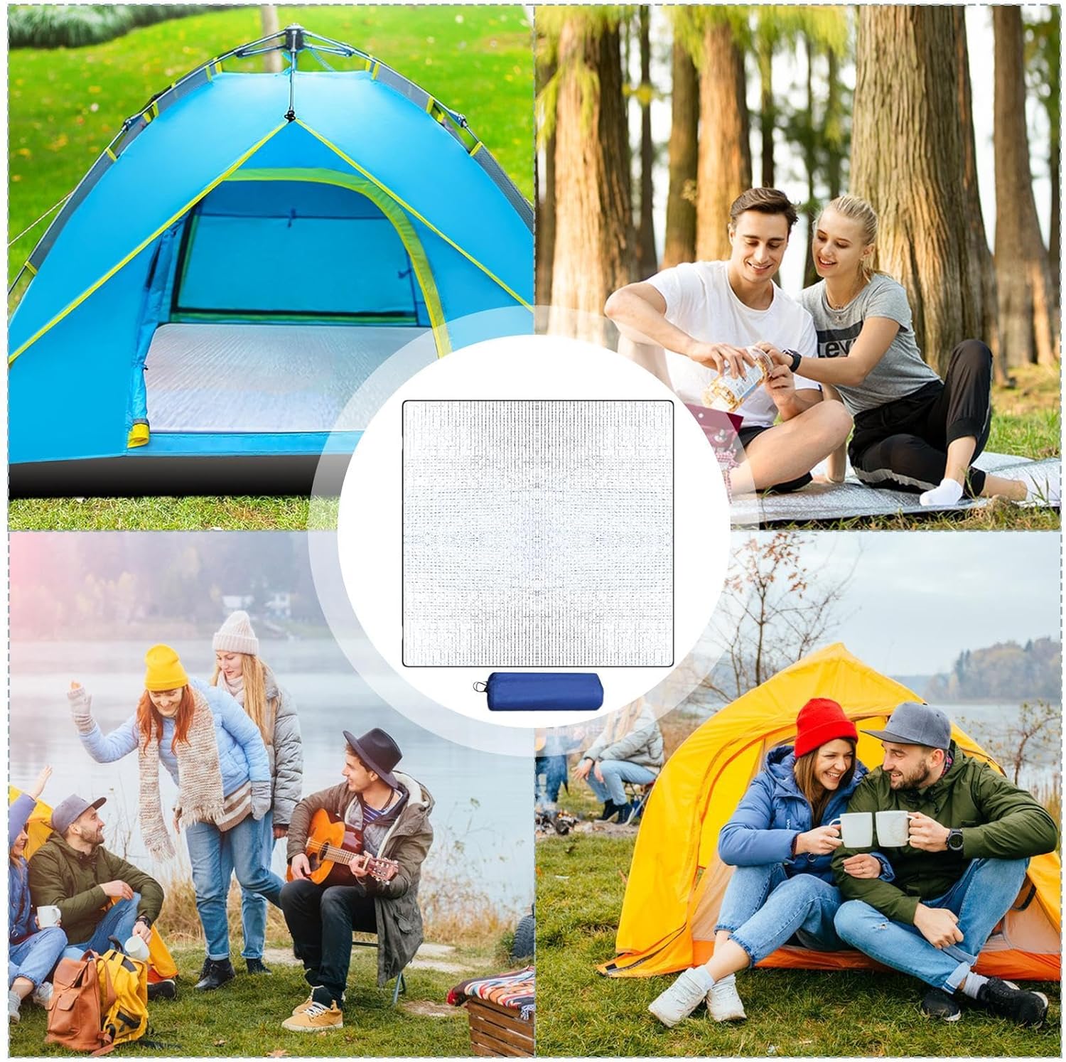 200 × 200CM Aluminium Foil Camping Mat, Insulating Waterproof Thermal Foam Sleeping Mat For Camping, Sleeping Roll Pad Of Aluminum Foil, Foldable Double-sided — image 3