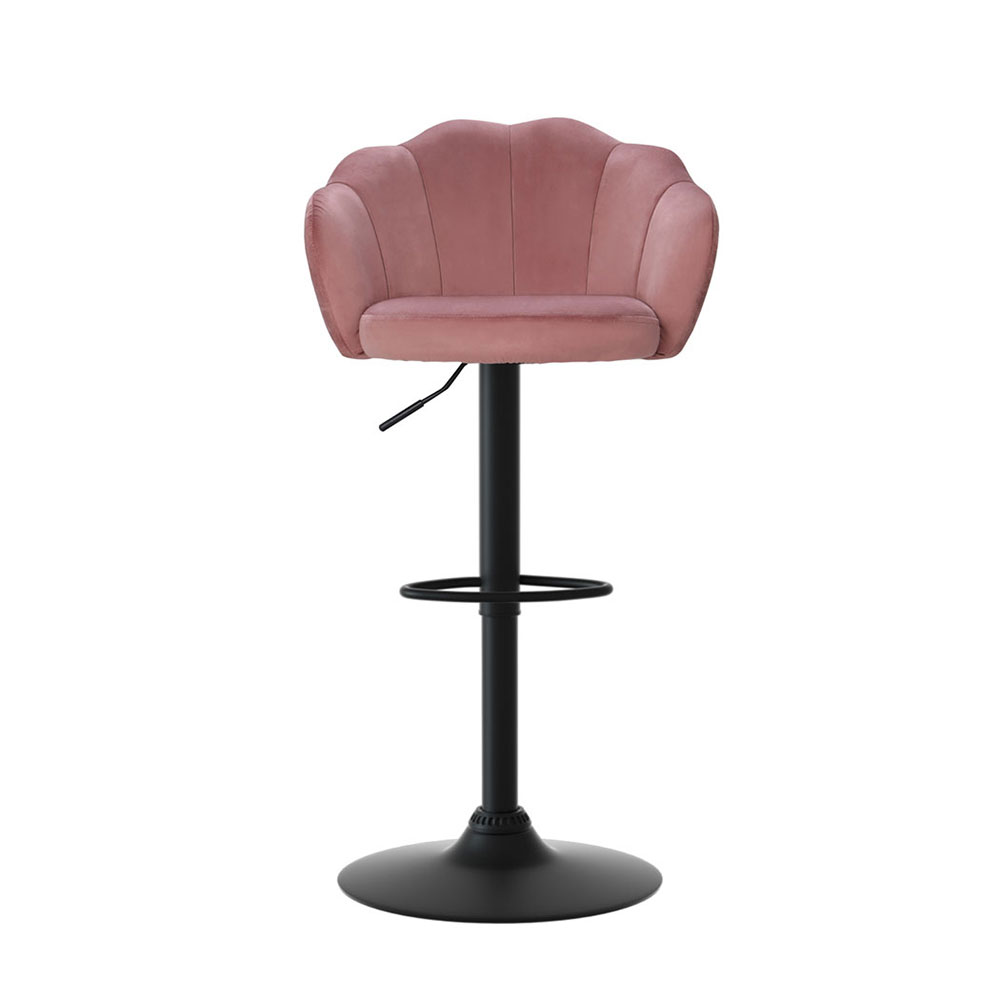 Artiss 4x Bar Stools Gas Lift Velvet Pink — image 3