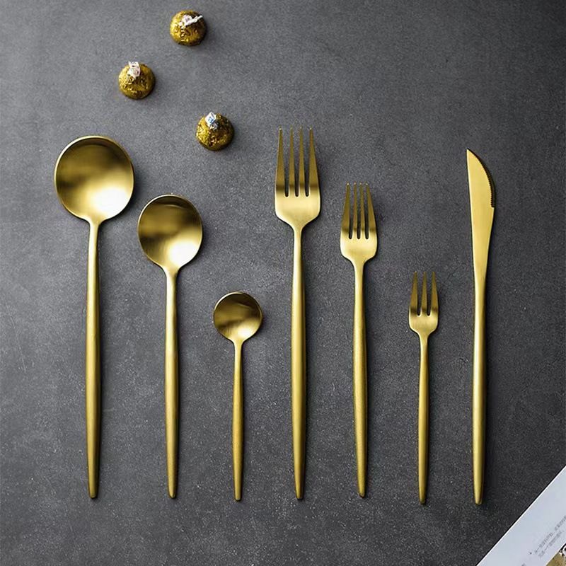 Stainless Steel Modern Flatware Set, Brushed Cutlery Set Service Satin Finish Utensils Set, Home Kitchen and Restaurant