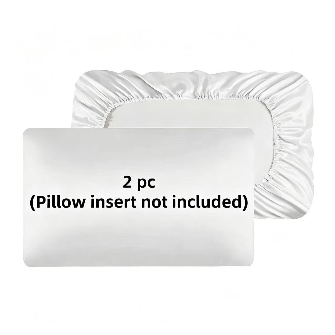 2 Pack White Satin Adjustable Pillowcases Set of Standard Size 20x26" - Soft Faux Silk Travel Covers for Hair & Skin, with Elastic Band Fit Various