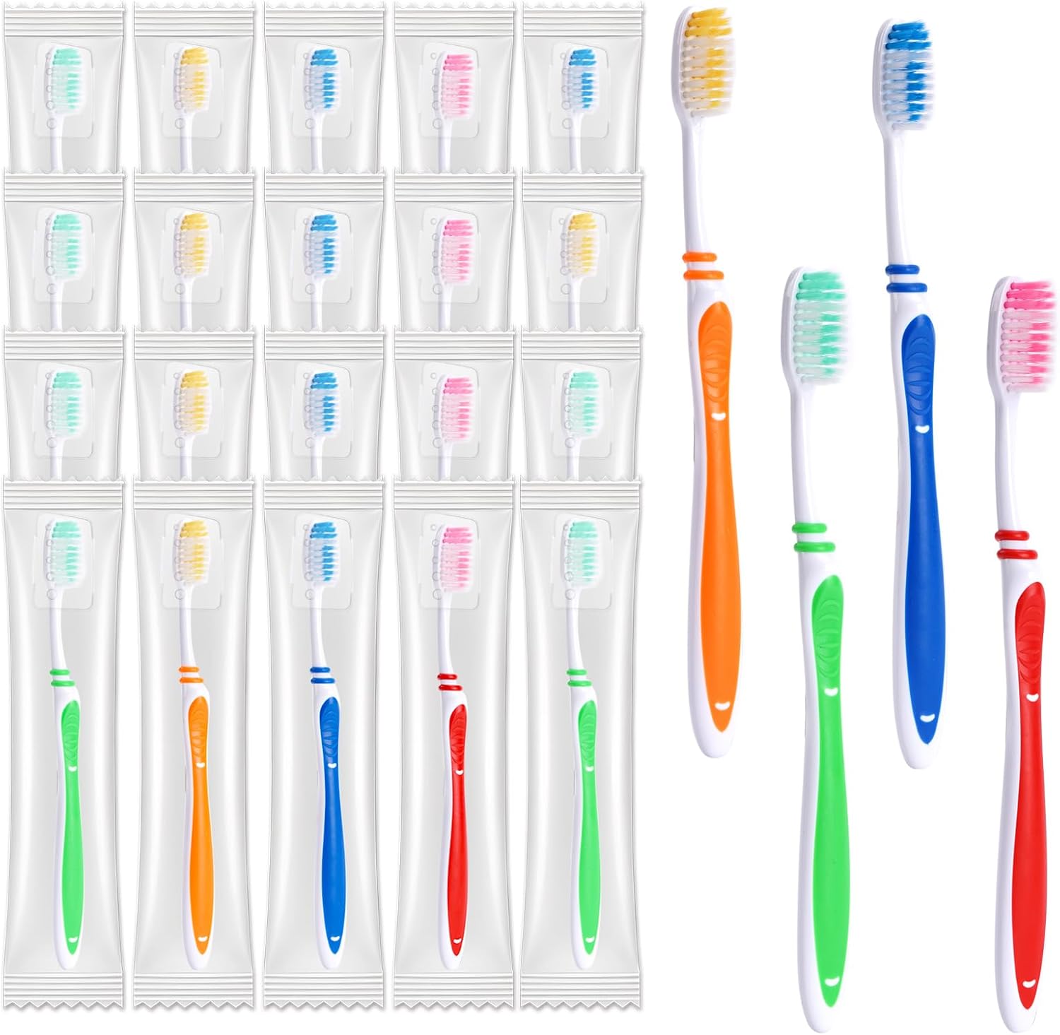 100 Pack Bulk Toothbrush Package with Covers Premium Quality Individually Wrapped Tooth Brushes, Soft Bristle Toothbrushes for Adults & kids, Hygienic Cap