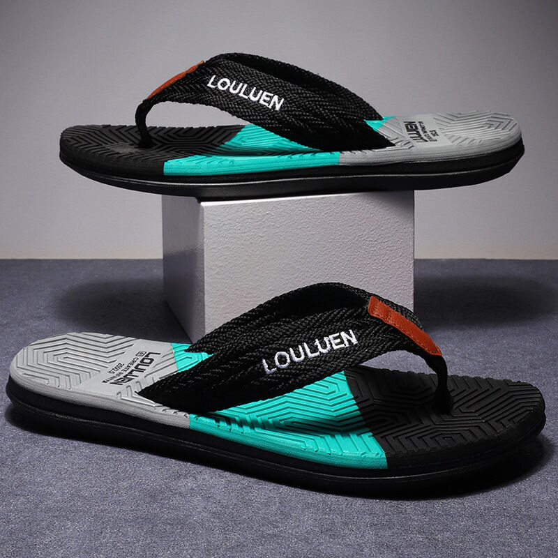 Men's Flip Flops with EVA-PVC Dual Sole, Black for Comfort & Style for Summer Beach & Daily Wear(39) — image 3