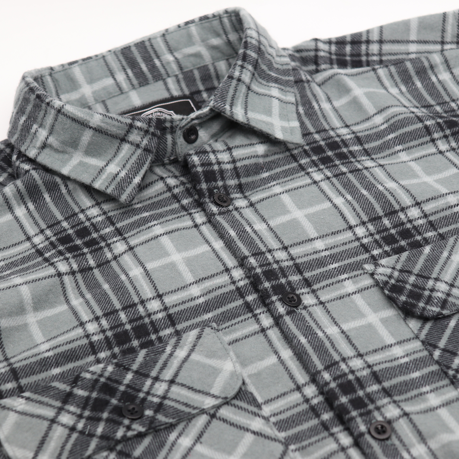 Men's 100% Cotton Flannelette Shirt Long Sleeve Plaid Check Flannel w Pockets, Granite Gray Plaid, S โ image 4