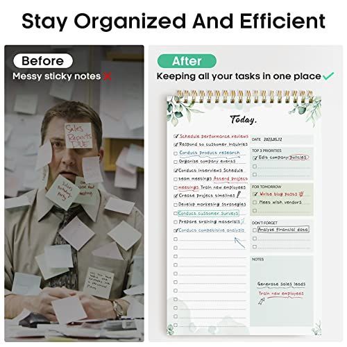 1Pack To Do List Notepad, Undated Daily Planner for Work and Goal Setting Greenery Sway, 52 Sheets, 9.8" x 6.5", Home and school, Daily Task Plannin — image 4