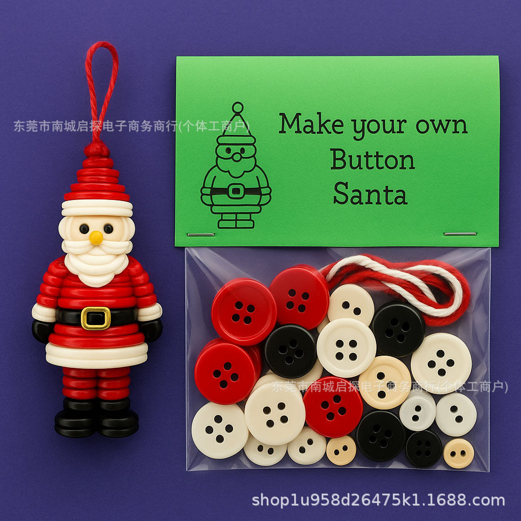 Christmas gift Christmas Button Ornament - Festive Santa Design Craft Kit （green Christmas tree） — image 2