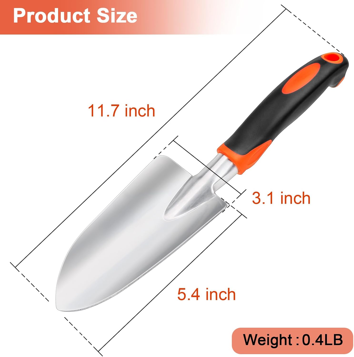 Garden Shovel Garden Hand Trowel, Heavy Duty Hand Shovel with Ergonomic Handle + Garden Shovel Trowel Garden Tool with Measurement Mark, Heavy Duty Gardening โ image 2