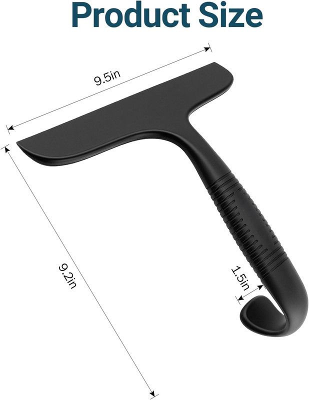 All-Silicone Shower Squeegee for Glass Doors, Streak-Free Window and Mirror Cleaner with Built-In Hook and Ergonomic Grip, Black, 24 cm — image 2