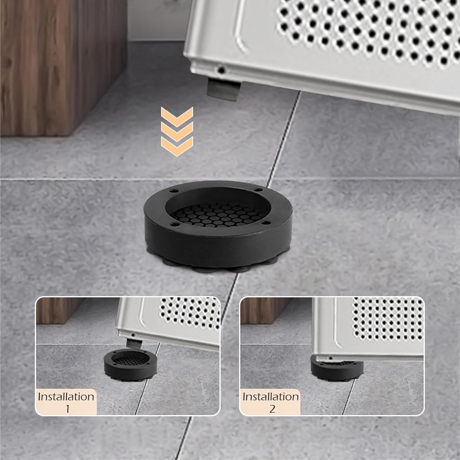 6 Pieces Anti-Vibration Pads for Washing Machines and Dryers, Non-Slip Rubber Feet to Reduce Noise, Movement and Floor Damage, Black — image 6