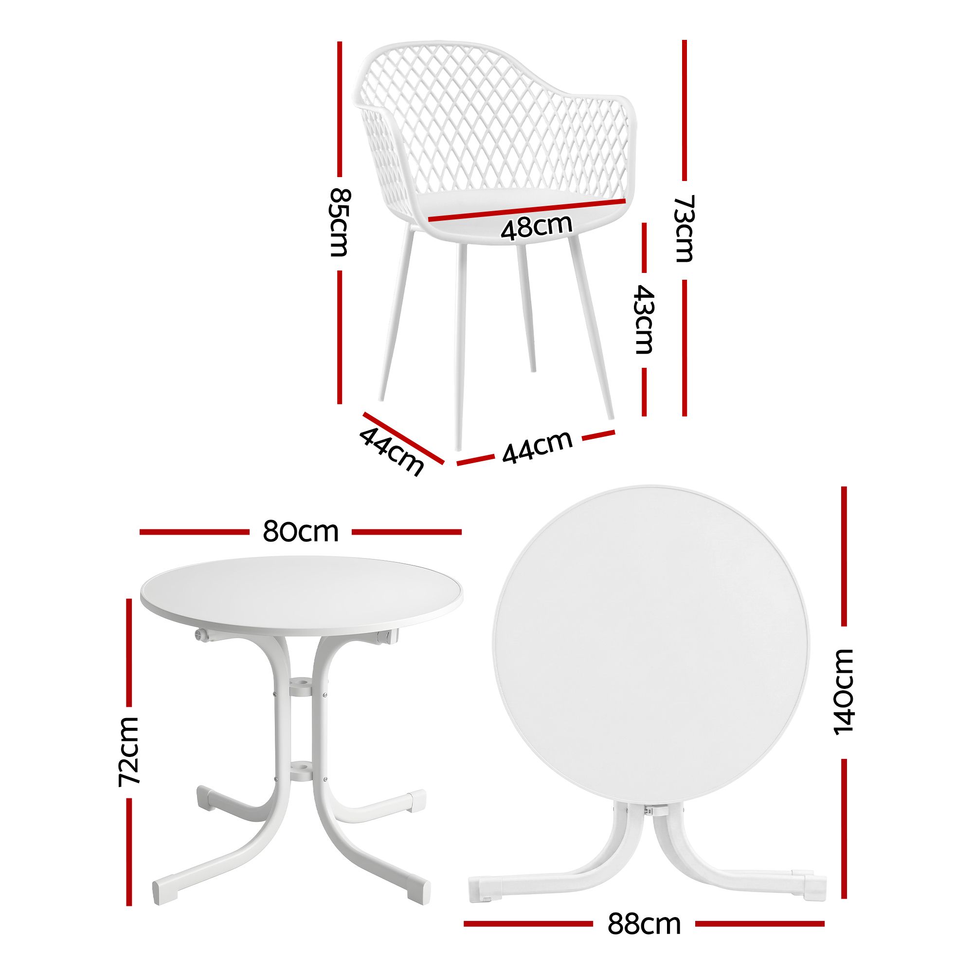 Gardeon 5PCS Outdoor Dining Set Table and Chairs Patio Furniture Garden Diamond White โ image 2