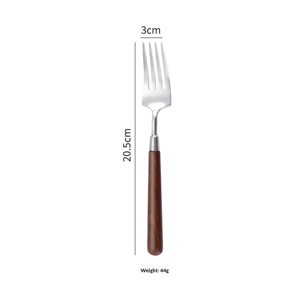 Spoon and Forks Silverware Set With Walnut Wood Handle, Flatware (304) Stainless Steel Cutlery Dinner Fork Spoon Knife Set, 1-Pack — image 2