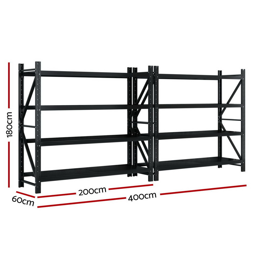 Giantz 4Mx1.8M Garage Shelving Warehouse Rack Black — image 2
