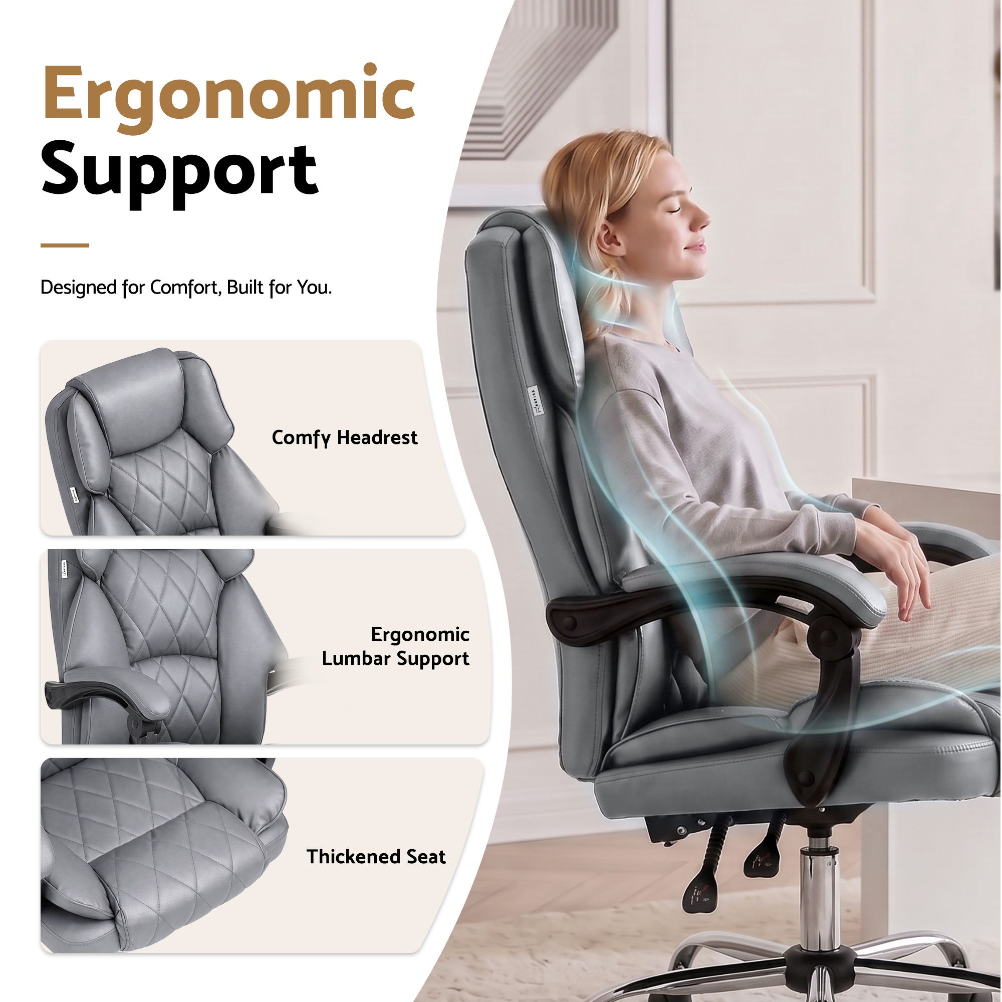 Artiss Executive Office Chair Recliner Grey โ image 6