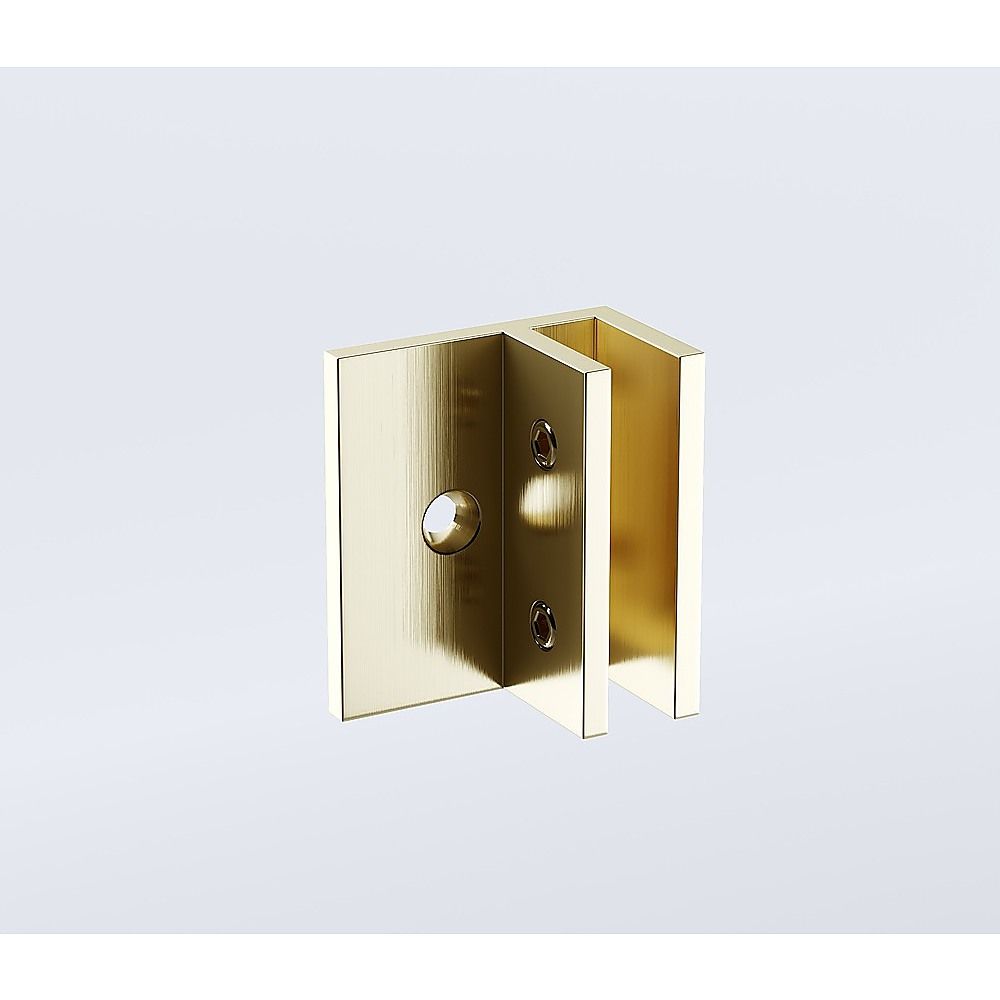 100 × 100cm Double Door Corner Shower Screen – Gold F-Brackets, Brass Hinges & Square Knob Handle — image 4