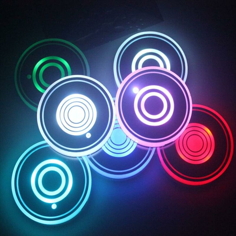 2 Pack LED Cup Holder, LED Car Coasters With 7 Colors Glow Cup Pad, Usb Charging Cup Mat For Coaster Accessories — image 3
