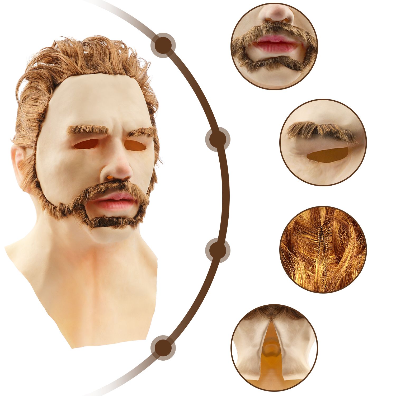 Halloween Latex Young Man Face Cover Headgear for Masquerade Halloween Headgear Prop β image 5