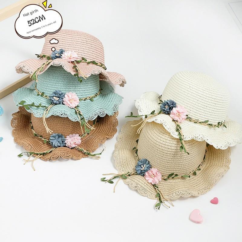 Pink Girls Summer Princess Straw Hat and Matching Purse Set - Breathable Floral Wide Brim Sun Protection Sun Hat โ image 3