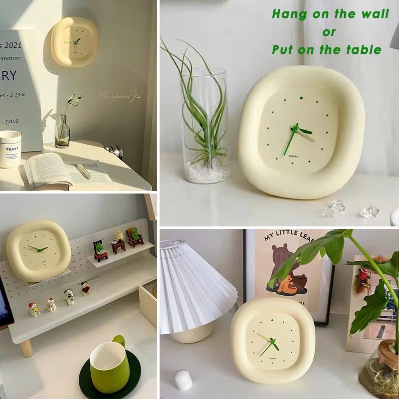 7”Cute Silent No-Ticking Desk Wall Clock, Small Bubble Minimalist Modern Table Analog Clock, for Bedside/Bedroom/Kitchen/ (Green) — image 4