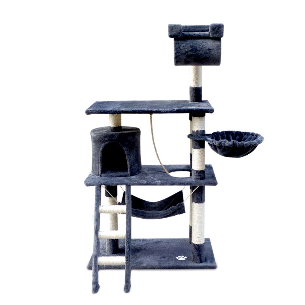 i.Pet Cat Tree 141cm Tower Scratching Post Scratcher Condo Wood House Bed Grey โ image 3