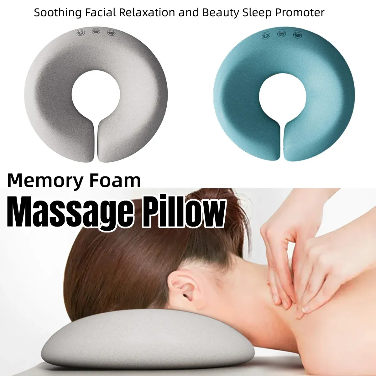 Memory Foam Face Plank Pillow Support Pad Comfort Cushion for Spa and Massage - Grey — image 2