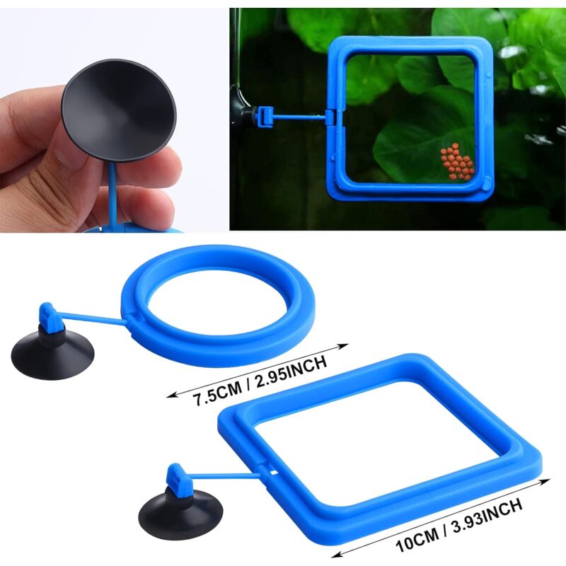 2 pcs Fish Feeding Rings Aquarium Feeder Food Feeding Ring For Guppy Betta Goldfish Blue — image 3