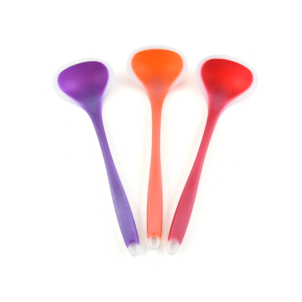 Silicone Soup Ladle Non Stick Kitchen Spoon For And Serving Red โ image 5
