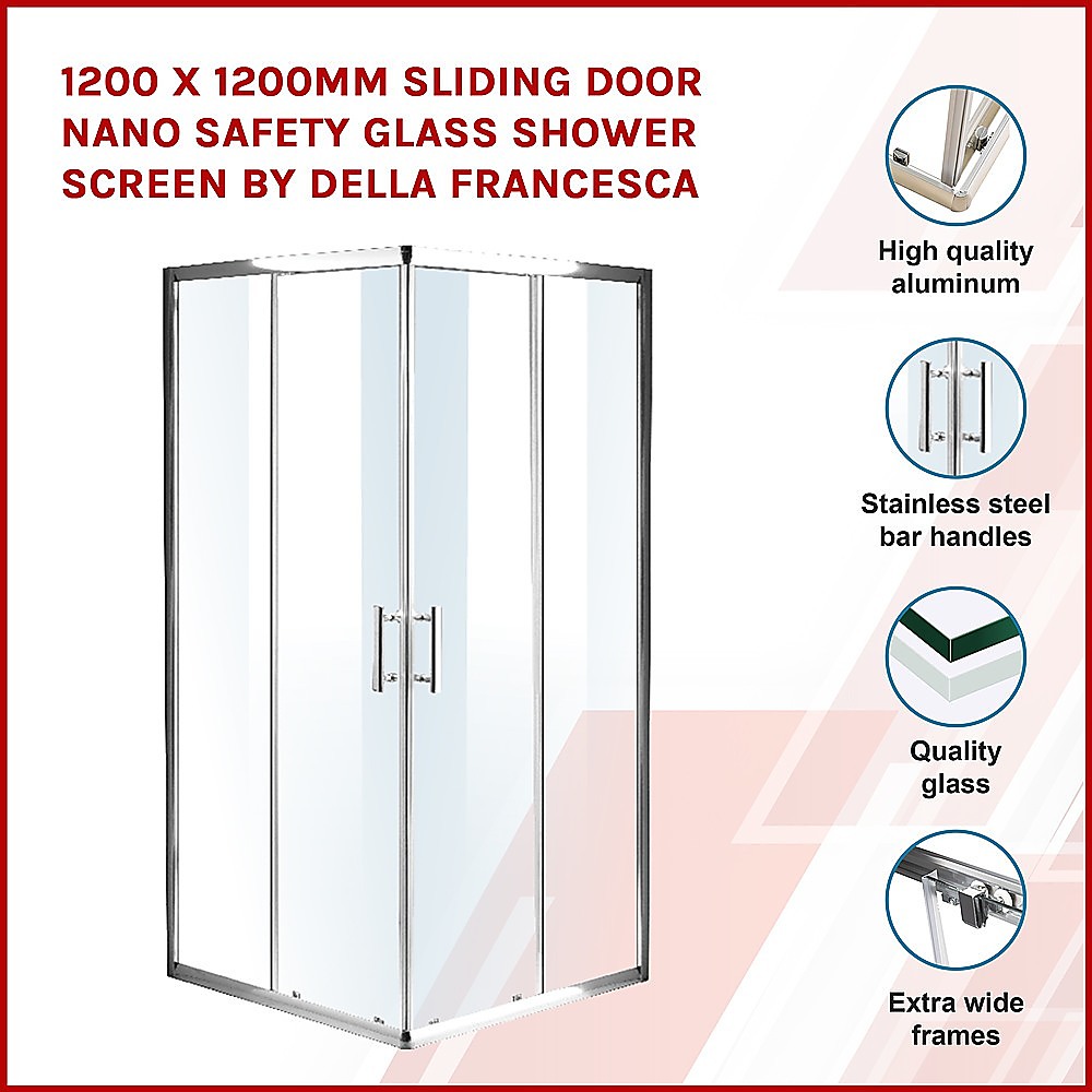 1200 x 1200mm Sliding Door Nano Safety Glass Shower Screen By Della Francesca โ image 3