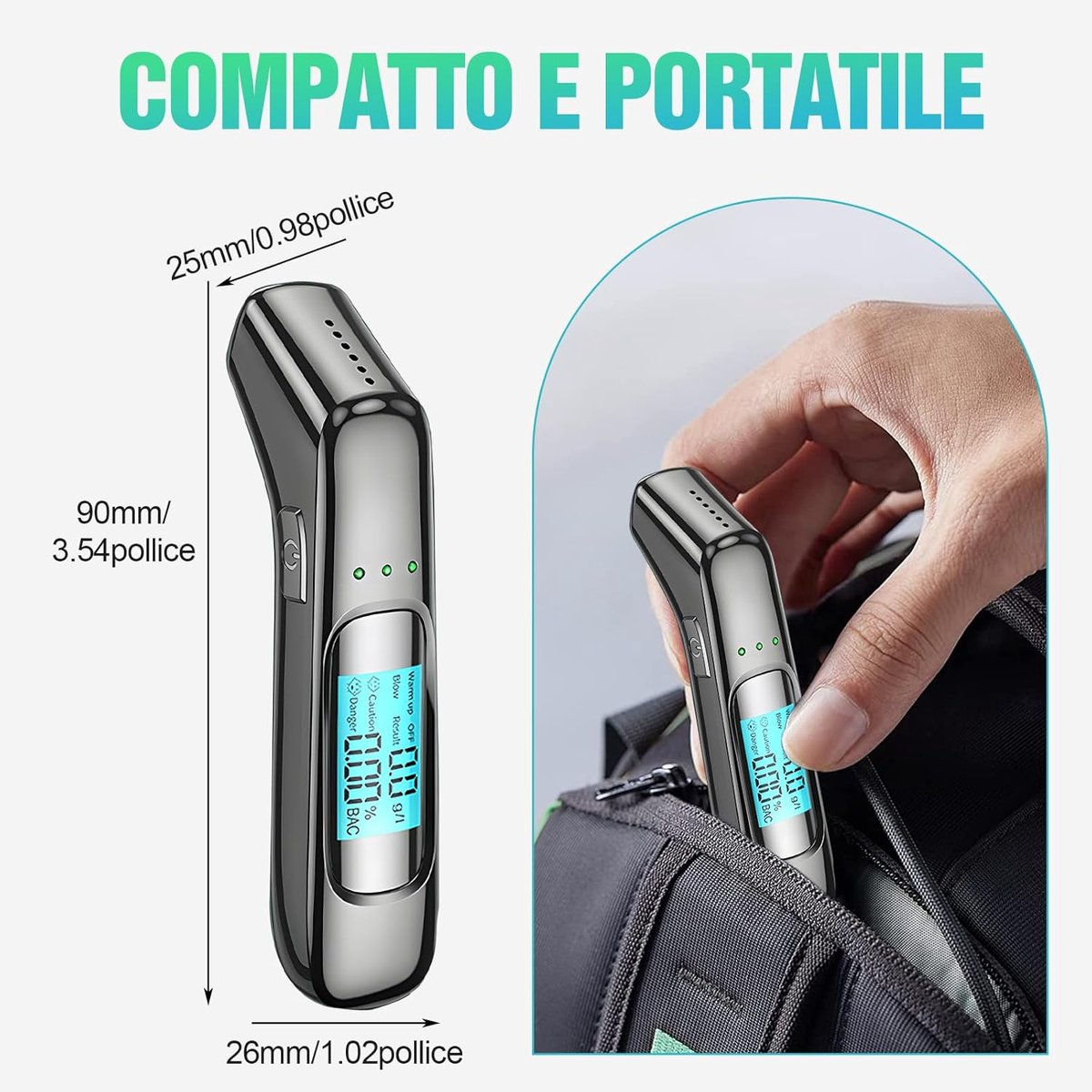 Breathalyzer - Digital Breathalyzer - Portable Breathalyzer - With HD LED and high-sensitivity chip - USB rechargeable - Highly accurate breathalyzer for drunk โ image 2