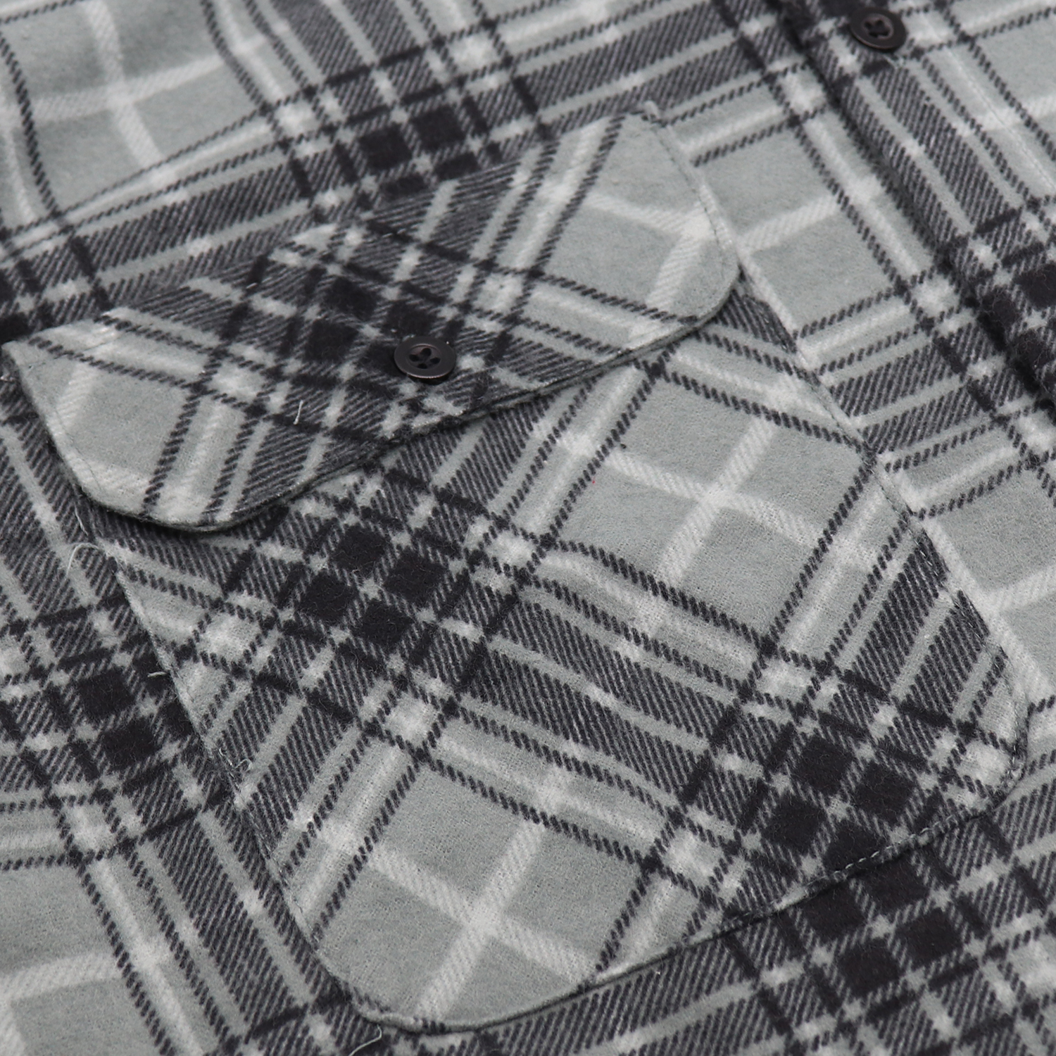 Men's 100% Cotton Flannelette Shirt Long Sleeve Plaid Check Flannel w Pockets, Granite Gray Plaid, S โ image 5