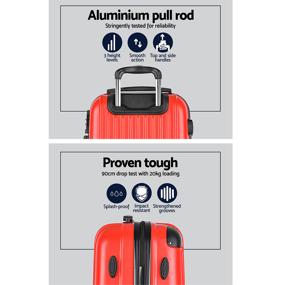 Wanderlite 20-28 Inch Luggage 2Set with TSA Lock Spinner Carry On Hard Shell Travel Suitcase Luggage Case Red β image 4
