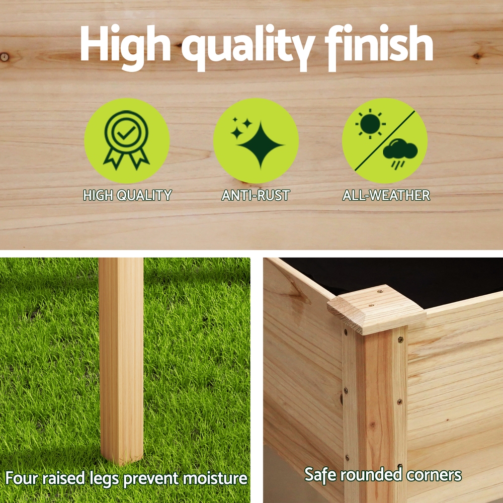 Green Fingers Garden Bed Elevated 120x60x80cm Wooden Planter Box Raised Container — image 5